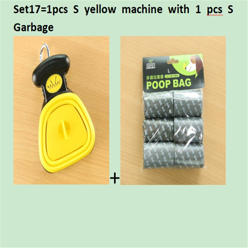 Foldable Dog Pooper Scooper For Travel With 1 Roll Biodegradable Bags Clean Up Excreta Easily
