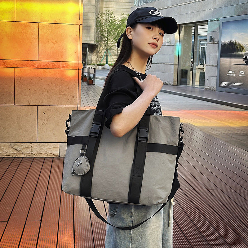 Large Capacity Travel Bag For Men Casual Shoulder Bag Oxford Cloth Ultra Light Breathable Gray Black Yellow