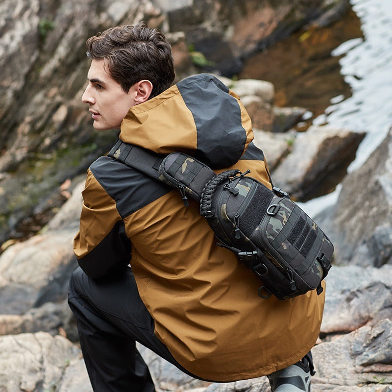 Camouflage Outdoor Chest Bag for Men Multifunctional Single Shoulder Nylon Breathable Comfort Carryall