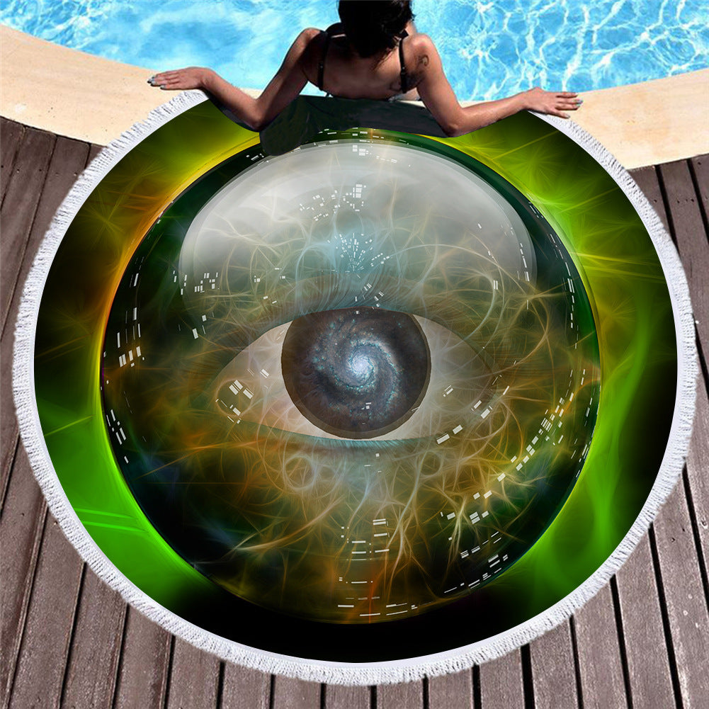 Retro round printed beach towel