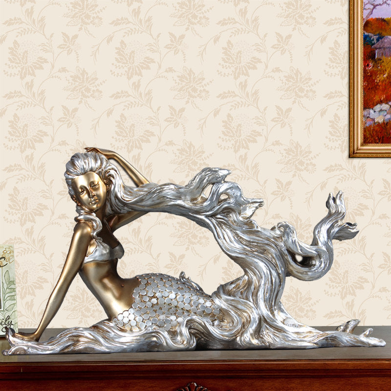 Mermaid Resin Wine Bottle Holder – Decorative Display Stand | Gold & Silver