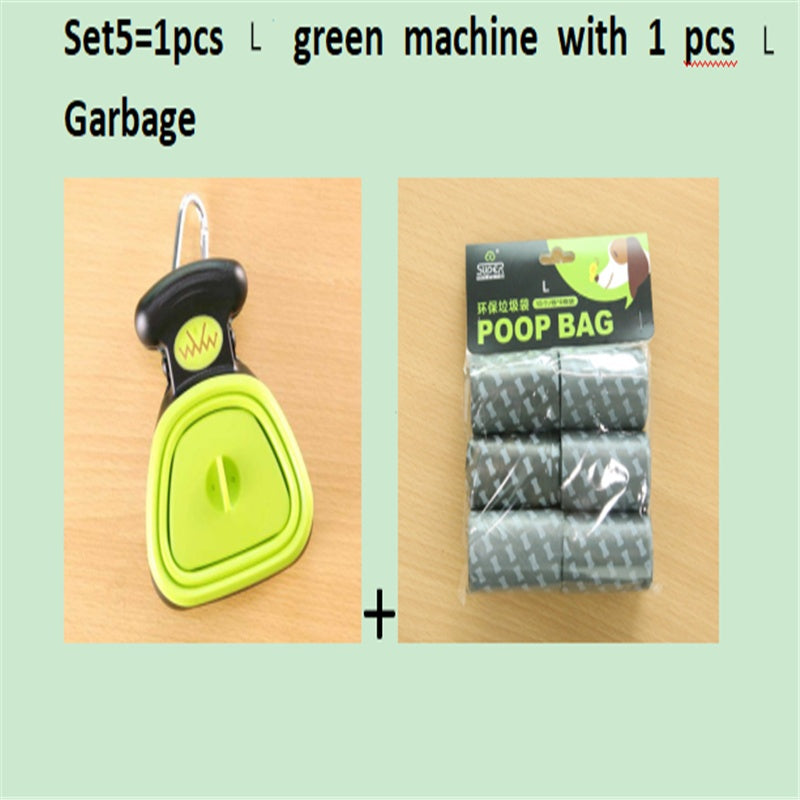 Foldable Dog Pooper Scooper For Travel With 1 Roll Biodegradable Bags Clean Up Excreta Easily
