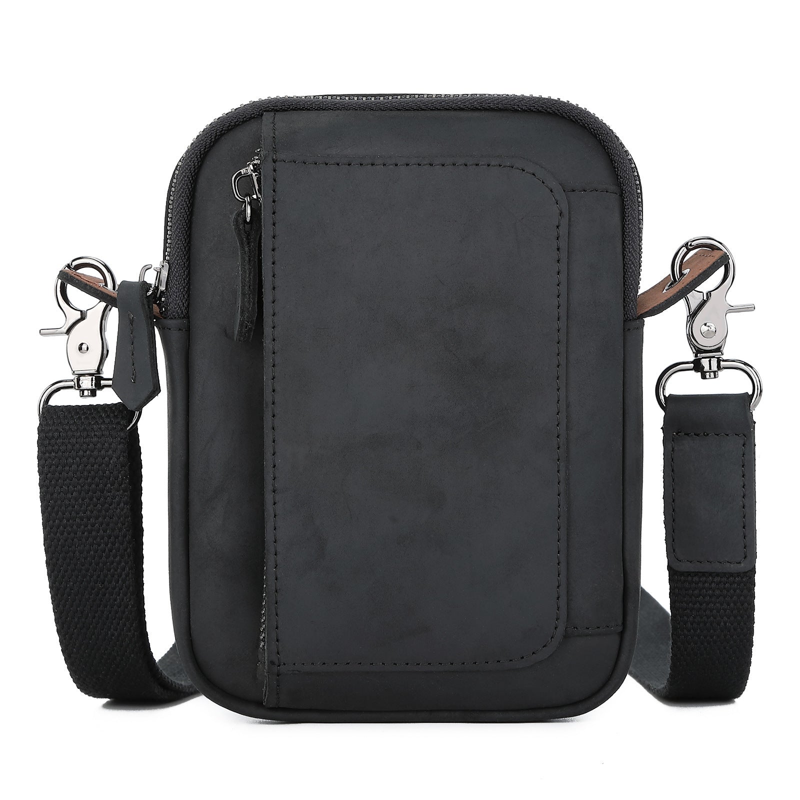 Men's One Shoulder Crossbody Bag Genuine Leather First Layer Cowhide Waterproof Phone Antibacterial Wear-Resistant