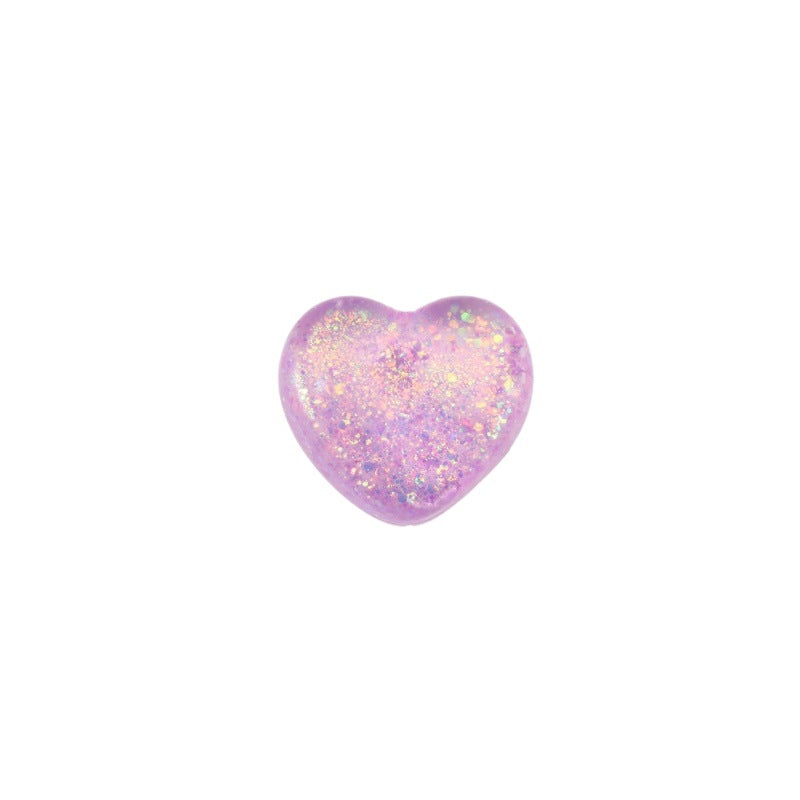 Purple glitter heart squeeze stress toy