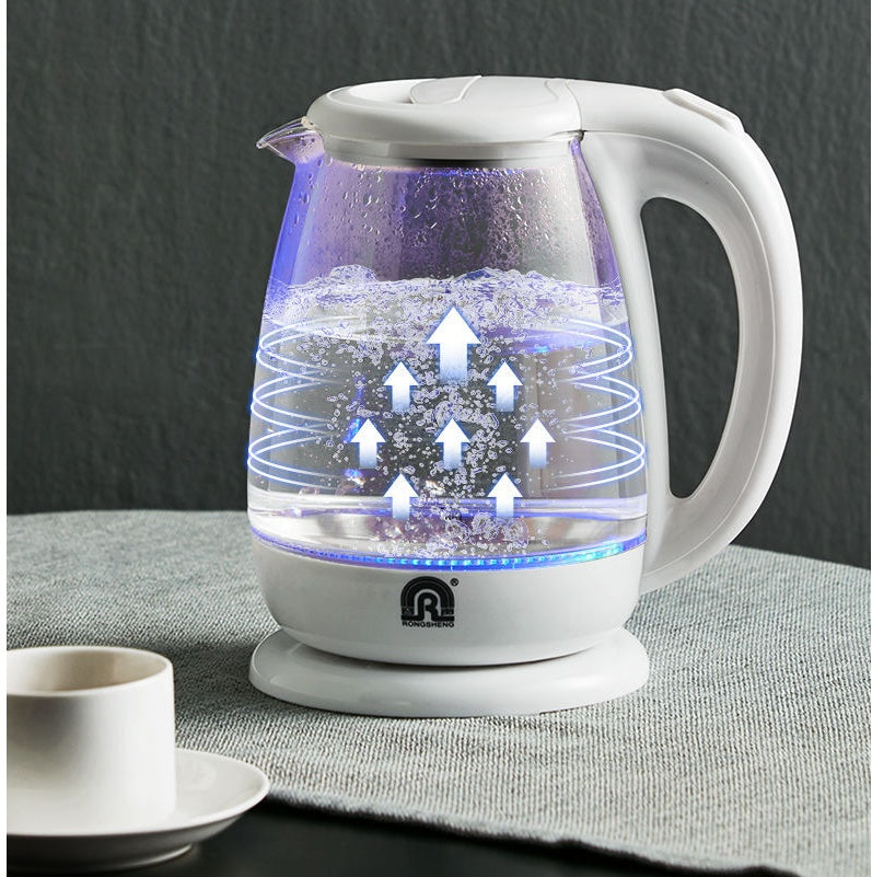 Automatic Power Off Transparent Glass Electric Kettle 1.8L 1500W White Kitchen Appliance