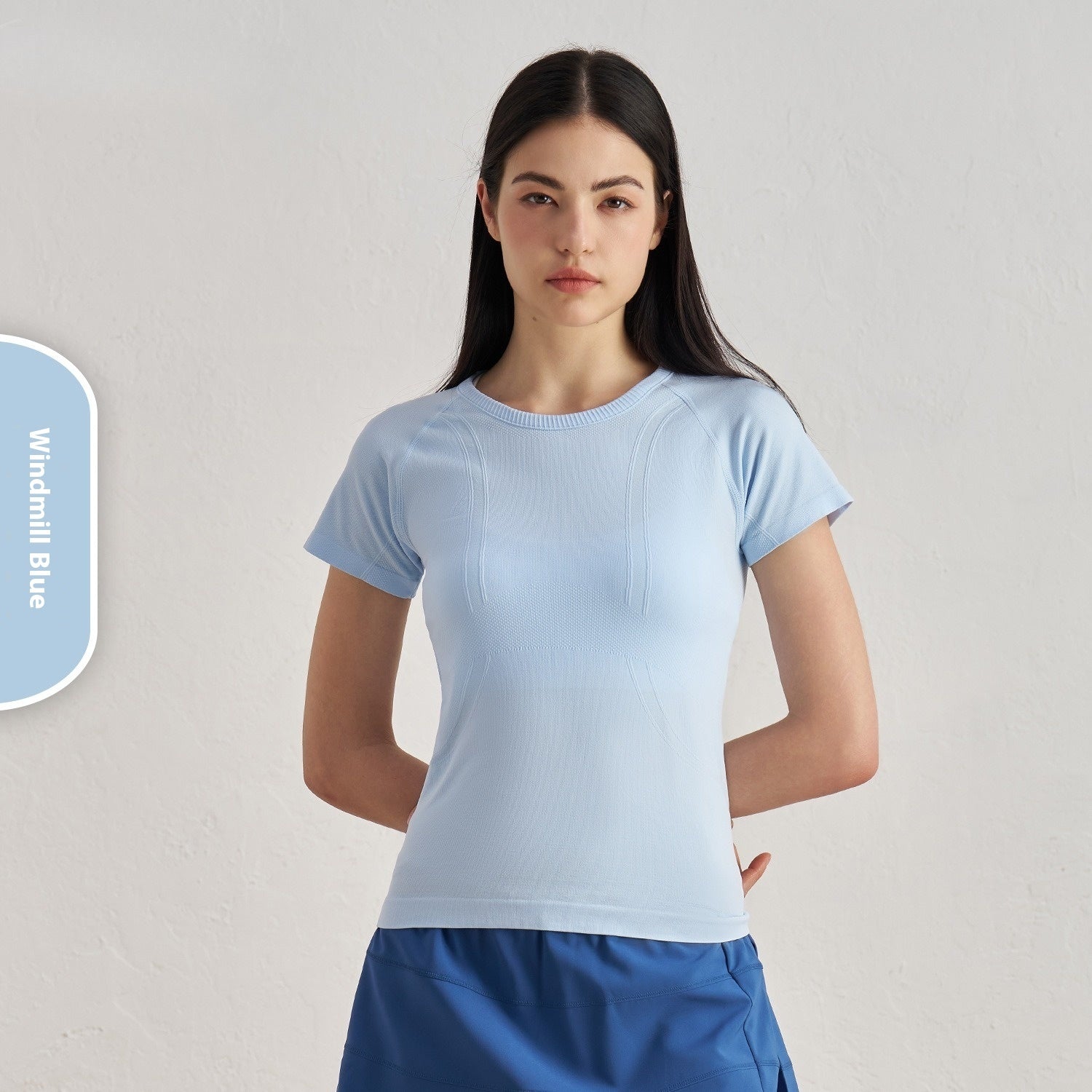 Seamless Antibacterial Nude Feel Slim Fit Yoga Jacket Short Sleeve Hip Length Elastic Breathable