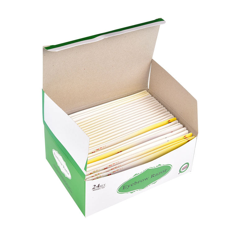 Stainless Steel Eyebrow Shaping Tool Set With 3 Sticks Eyebrow Trimmer Kit In Blue Yellow Pink