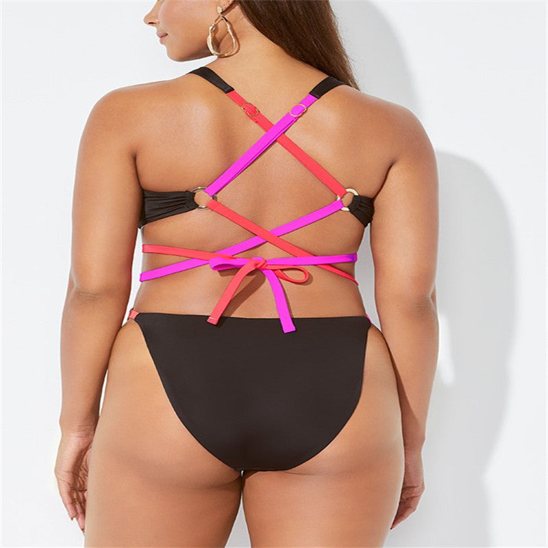 Cut out lace up sexy swimwear