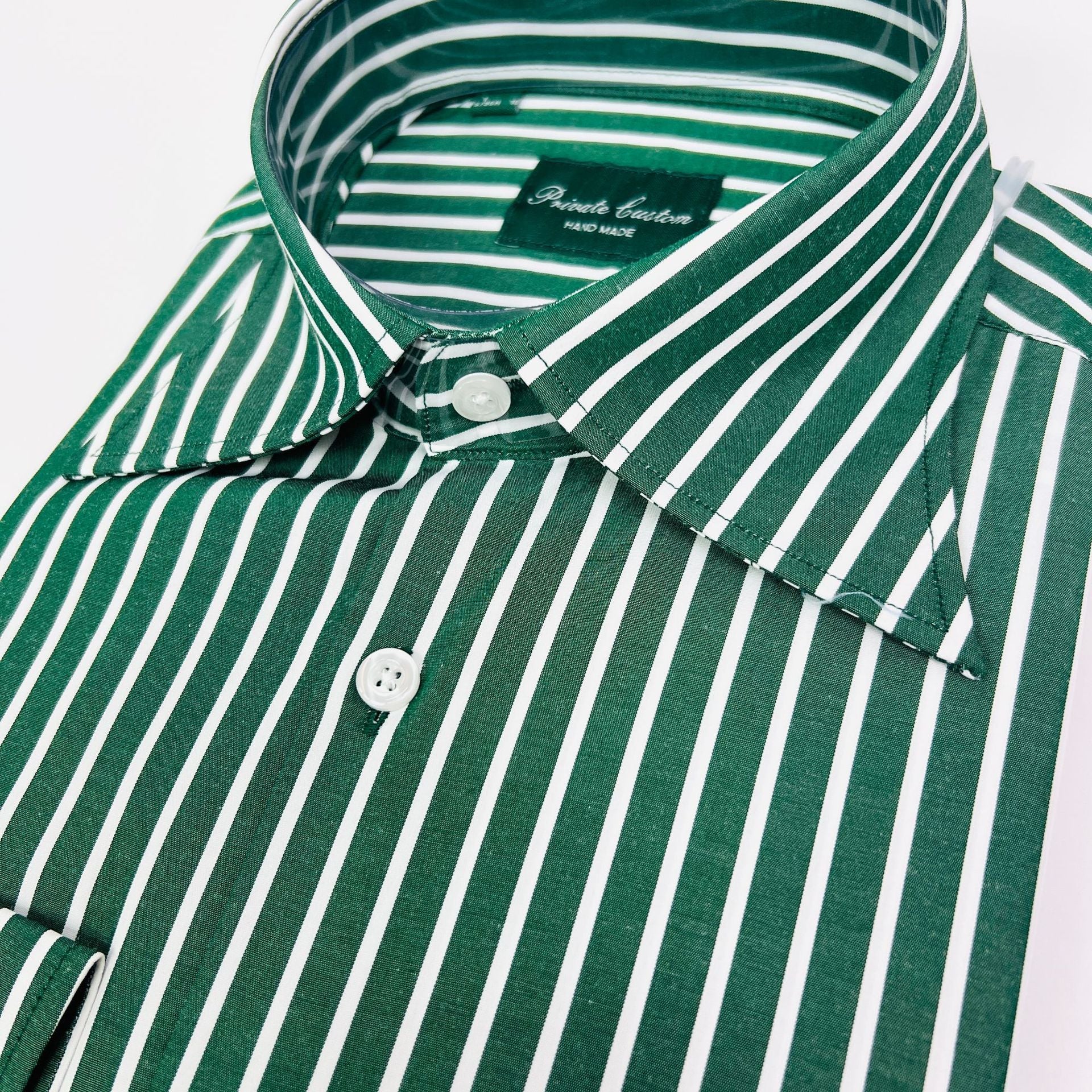 Green Striped Men's Long Sleeve Shirt