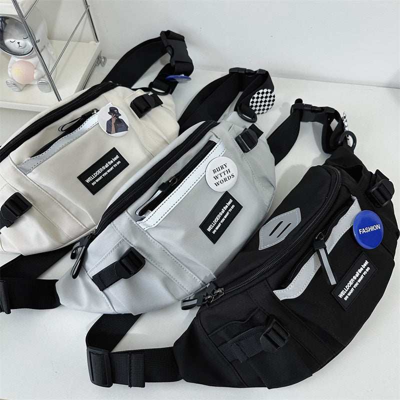 Chest Bag For Men Large Capacity Crossbody Oxford Cloth Sports Bag White Gray Black
