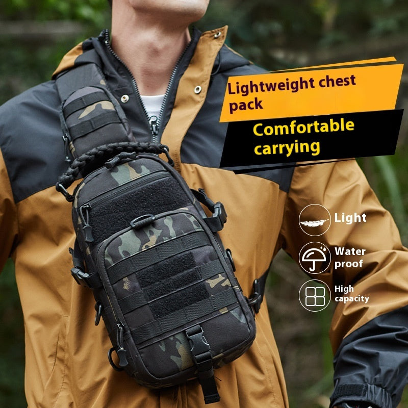 Camouflage Outdoor Chest Bag for Men Multifunctional Single Shoulder Nylon Breathable Comfort Carryall