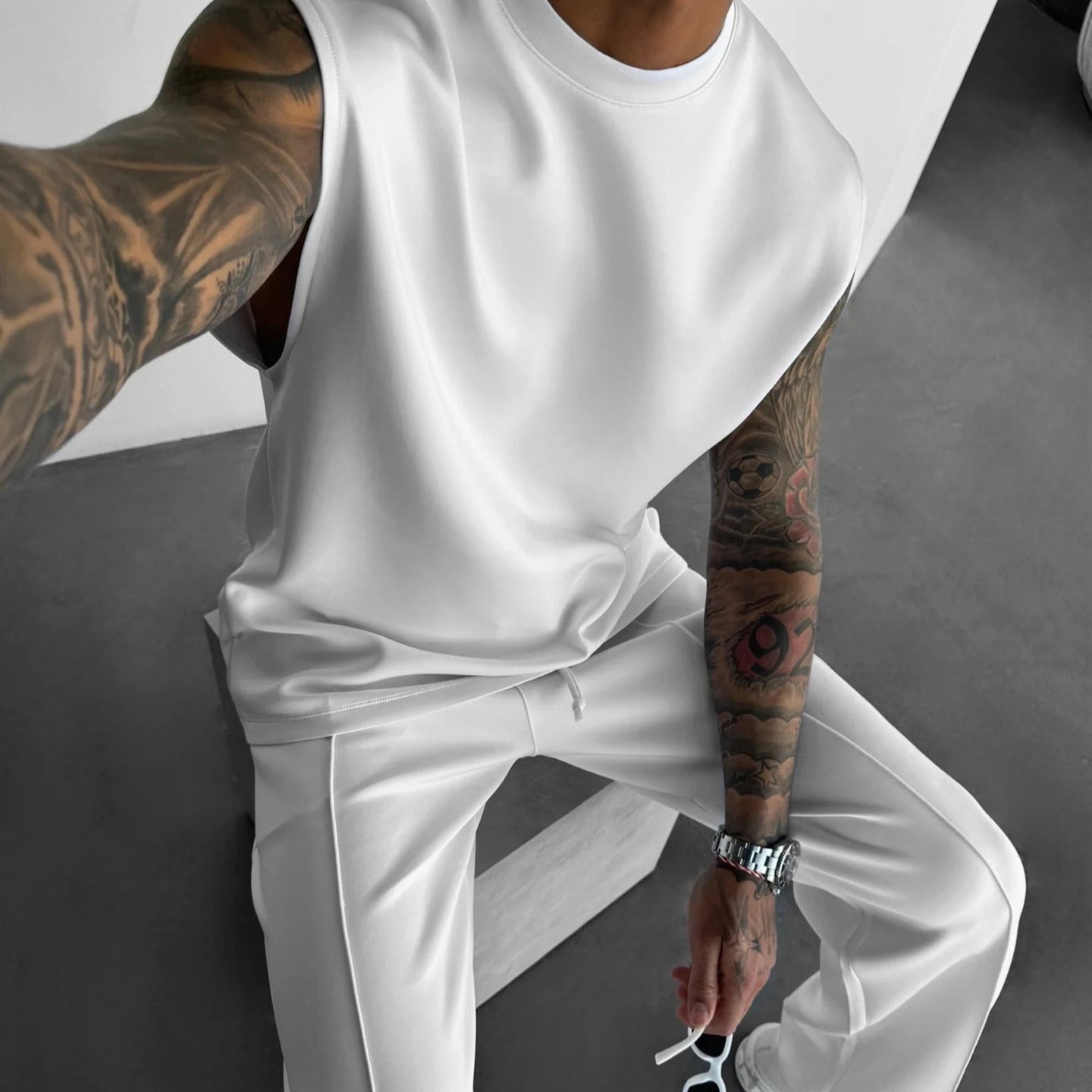 Summer New Men's Trousers Vest Suit