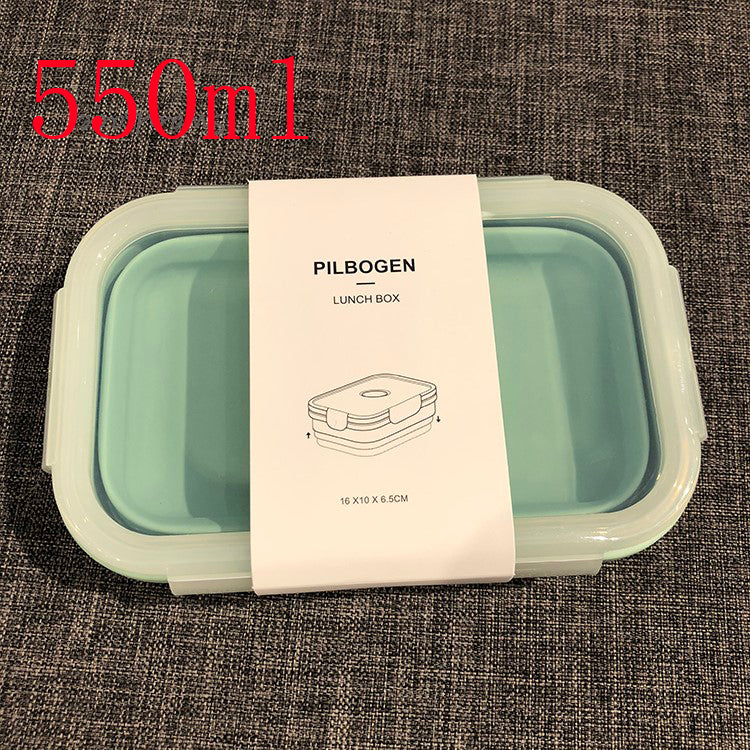 Light green silicone lunch container set, 550 mL, with snap lids