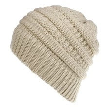 Mixed Color Knitted Wool Beanie - Ladies Ponytail Hat