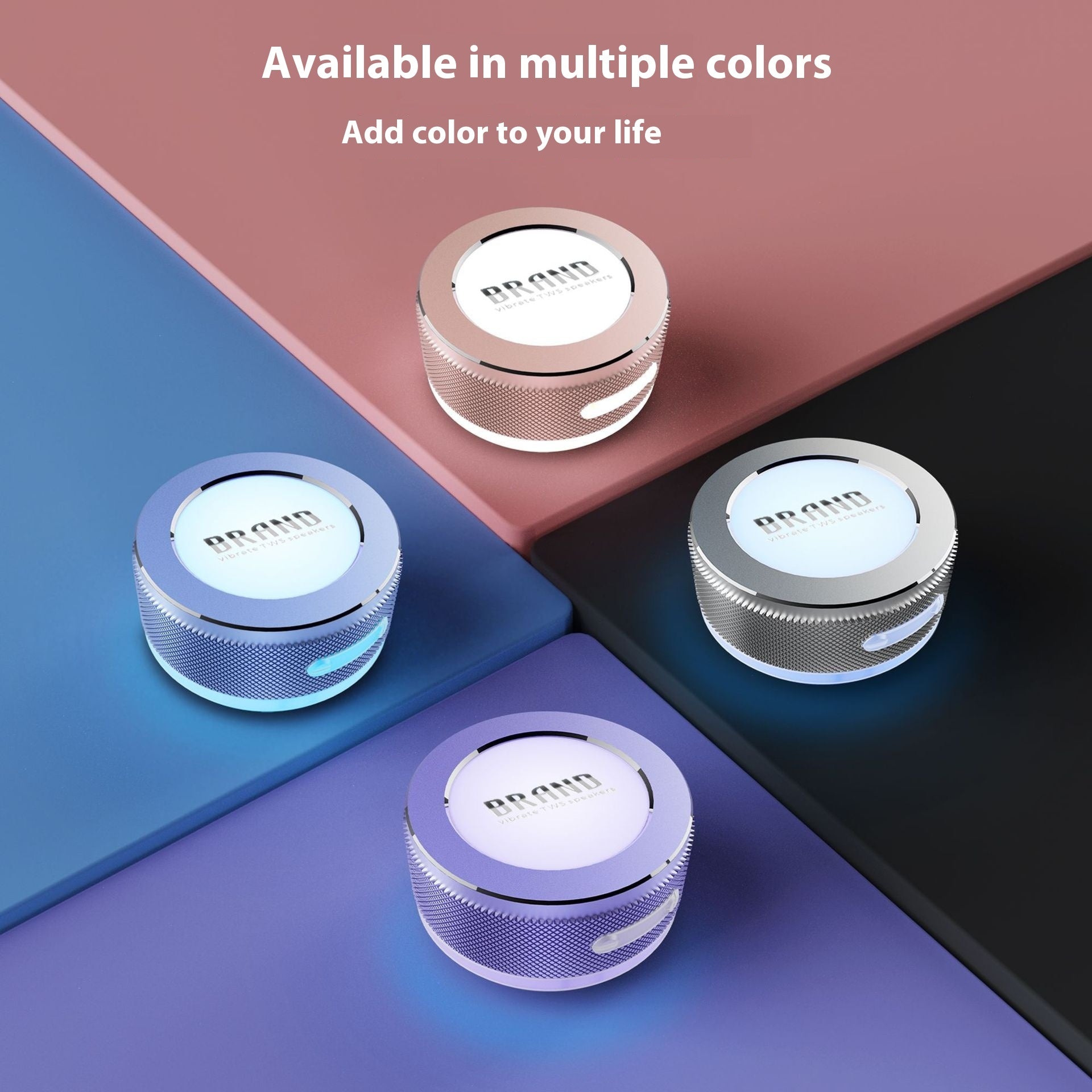 Compact Wireless Bone Conduction Speaker Bluetooth Vibration With Color LED Light Portable Surface Adsorption