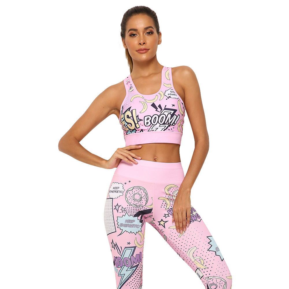 2 Piece Yoga Set For Women Activewear Pink And Blue For Running Cycling Fitness Training