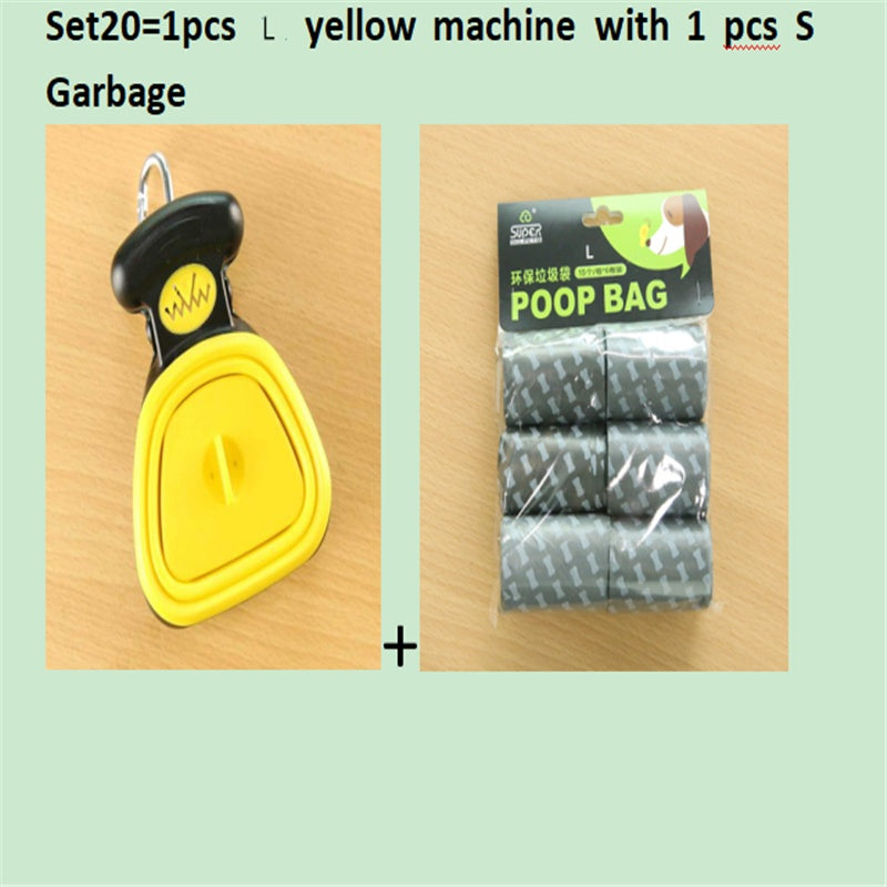 Foldable Dog Pooper Scooper For Travel With 1 Roll Biodegradable Bags Clean Up Excreta Easily
