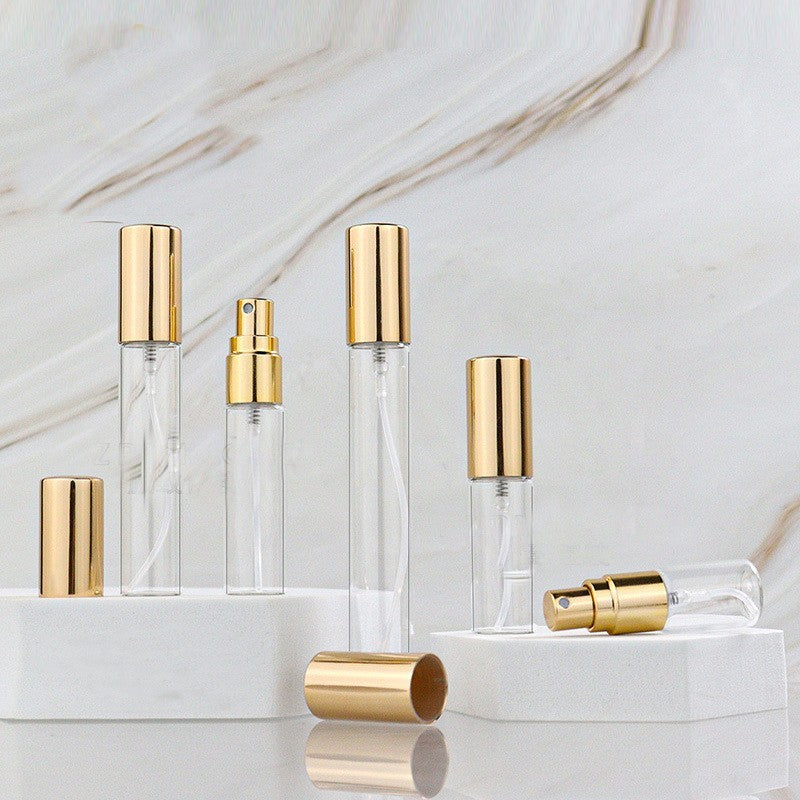 Transparent Glass 5ml Perfume Bottle With Golden Atomization Nozzle Sub Bottle For Fragrance Samples