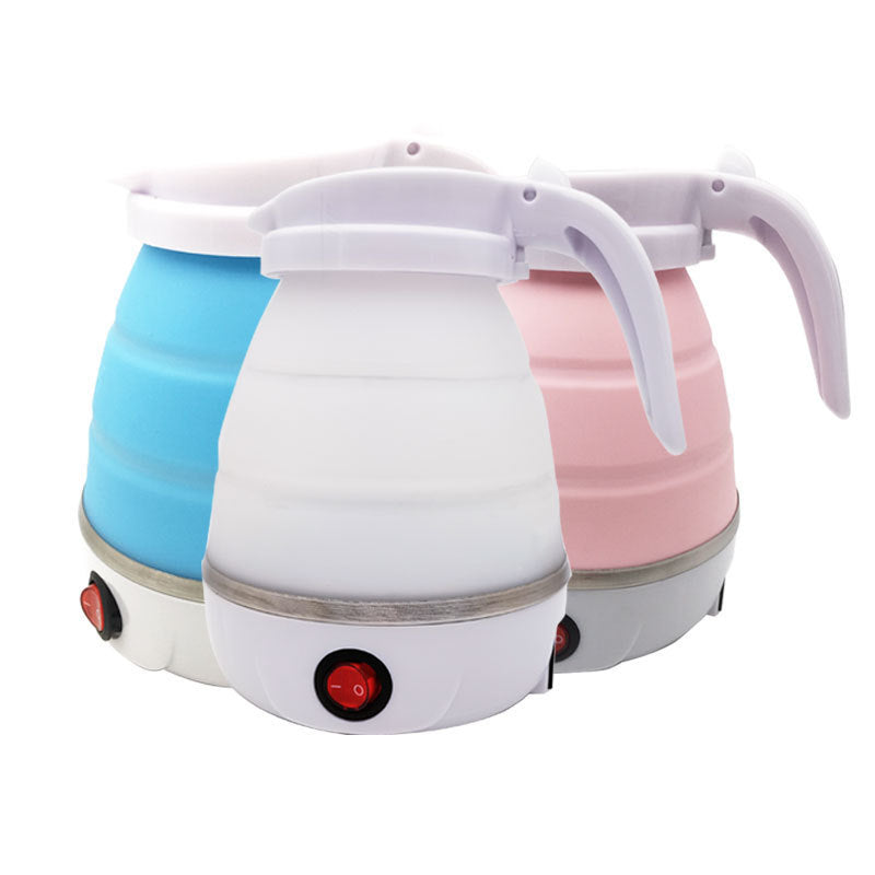 Portable Foldable Electric Kettle 0.6L Food Grade Silicone with Push Button Operation for Travel