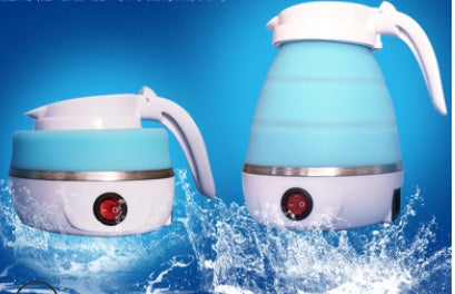 Portable Foldable Electric Kettle 0.6L Food Grade Silicone with Push Button Operation for Travel
