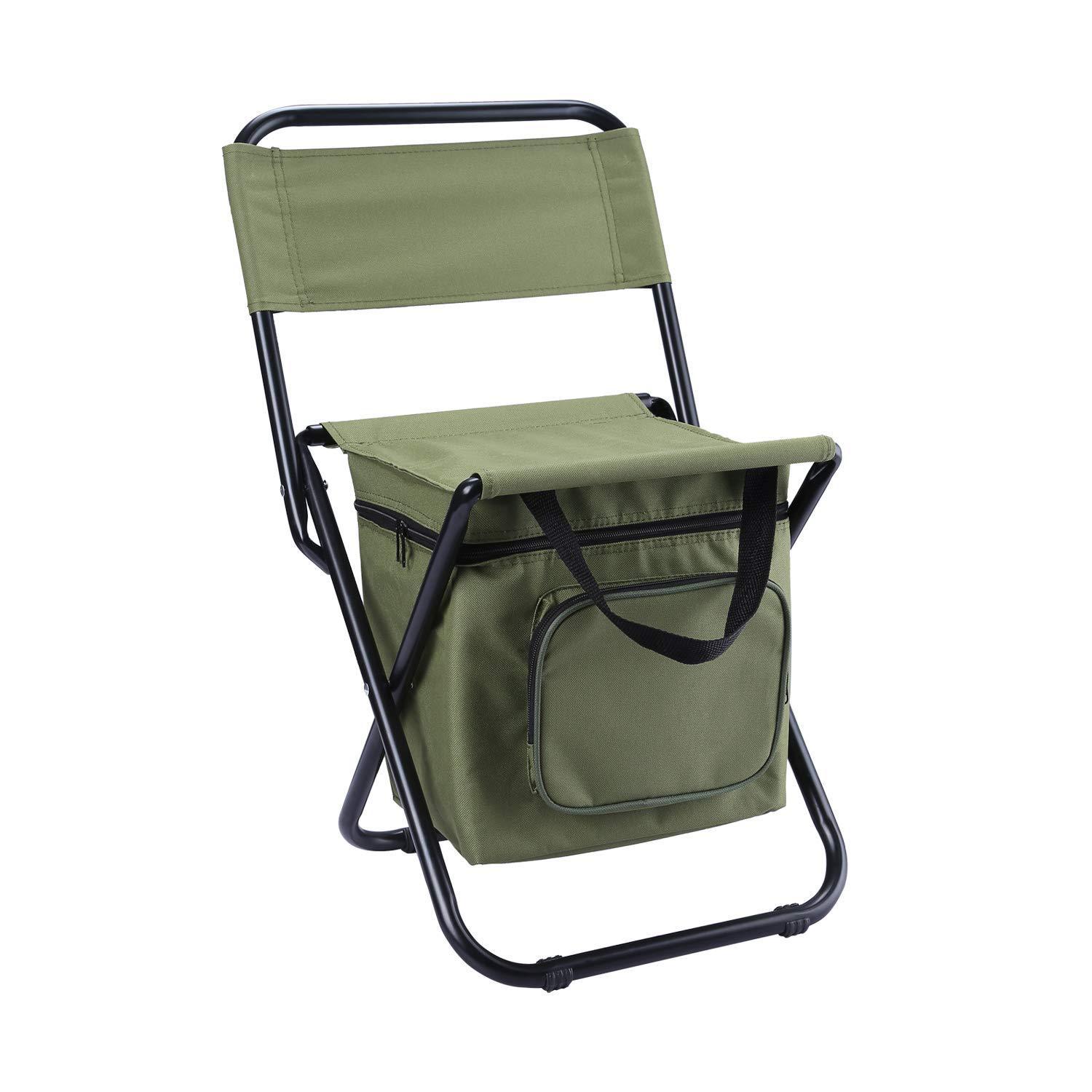 Folding Fishing Chair with Cooler Bag - Portable Camping Backpack Chair