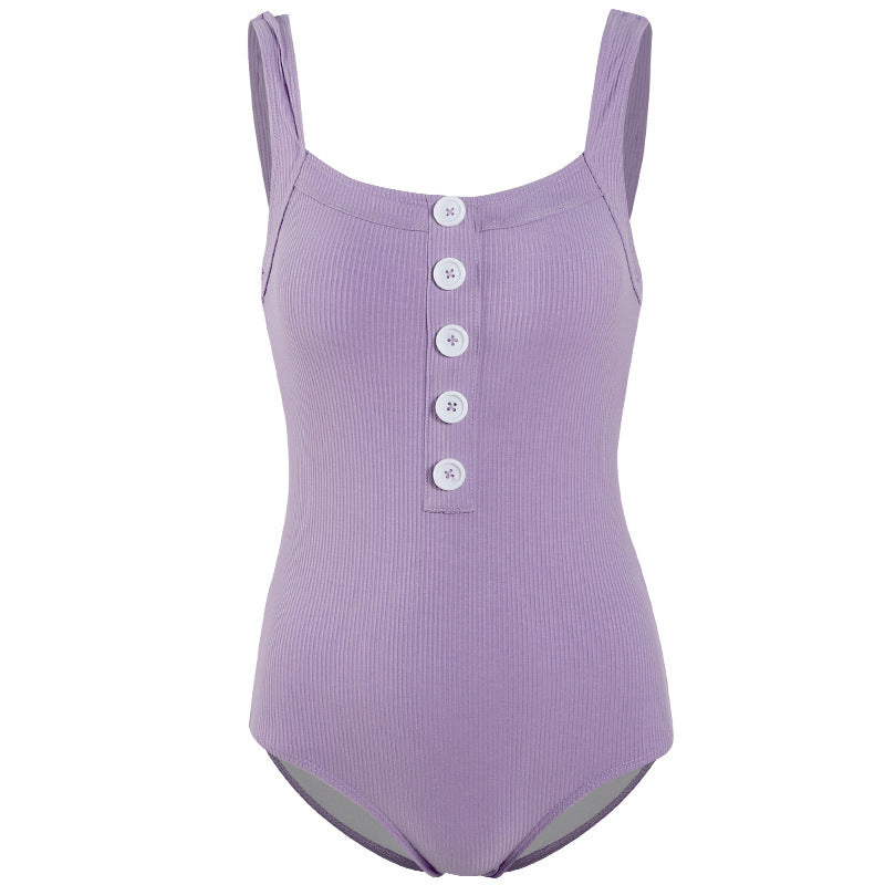 New Purple Girl European And American Ins Simple Net Red Cover Belly Was Thin Hot Spring Vacation Sexy One-Piece Swimsuit Women