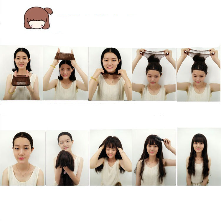 Long Synthetic Wig with Bangs - High Temperature Fiber