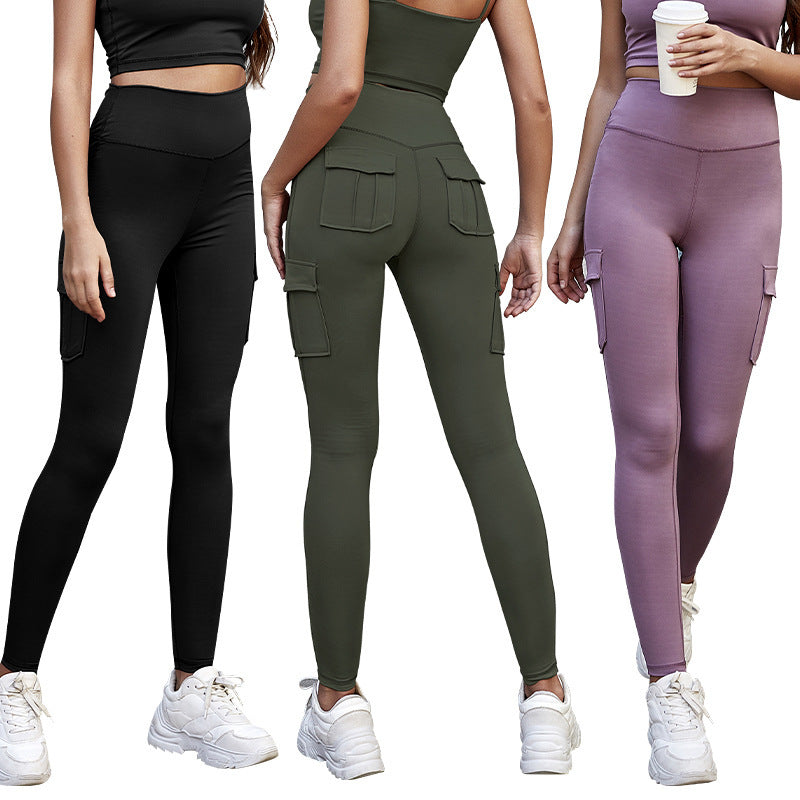 High Waist Yoga Pants for Women Workout Leggings in Purple Black Army Green 80 Percent Polyester