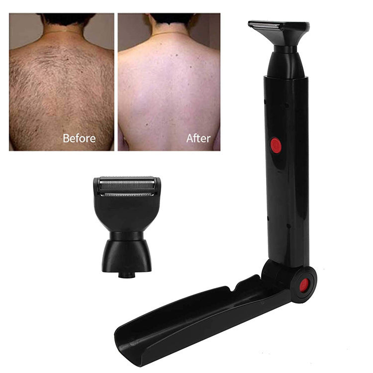 Electric Back Hair Shaver Trimmer Machine Long Handle USB Folding Double Sided Back Body Hair Leg Removal Tool