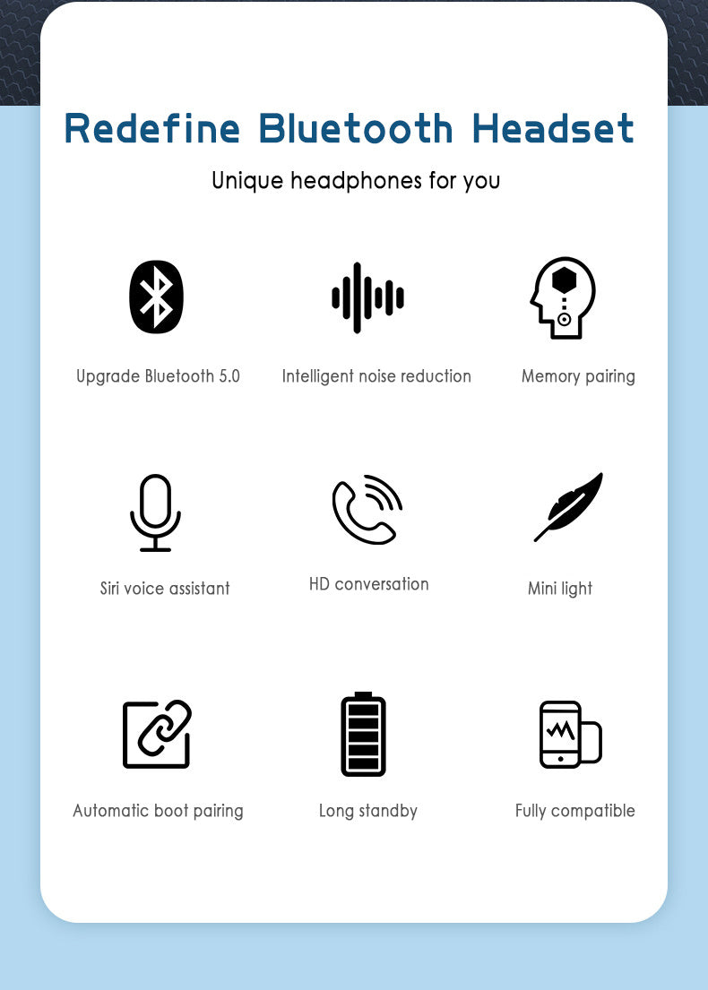 B5 Bluetooth Headset Binaural Digital Display Stereo Earbuds Wireless Headset Bluetooth Five Point Zero For iPhone