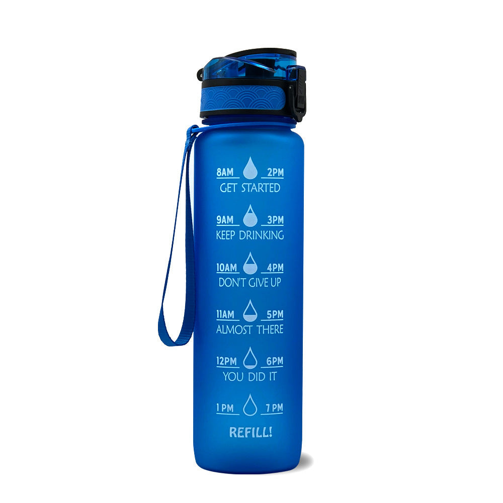 1L Motivational Water Bottle with Time Markers - Tritan Sports Bottle