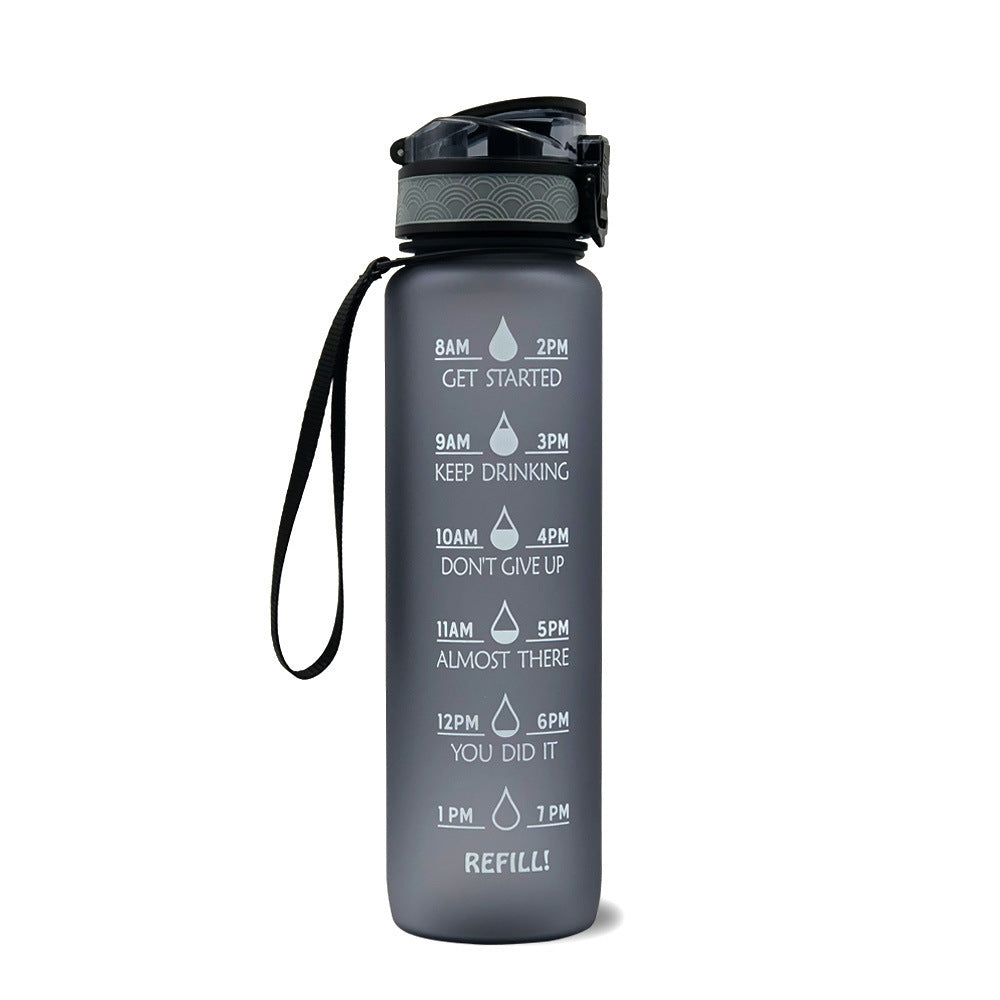 1L Motivational Water Bottle with Time Markers - Tritan Sports Bottle