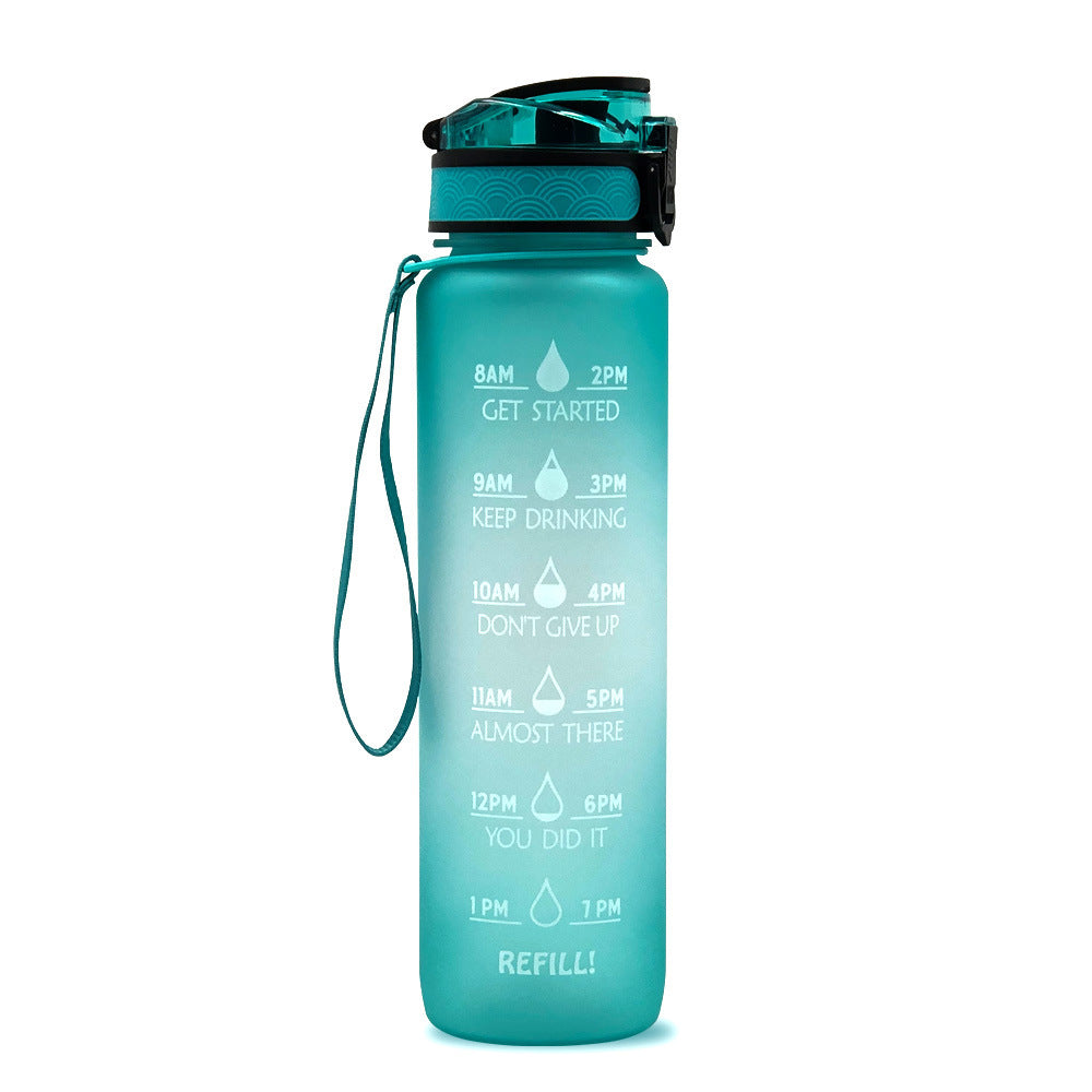 1L Motivational Water Bottle with Time Markers - Tritan Sports Bottle