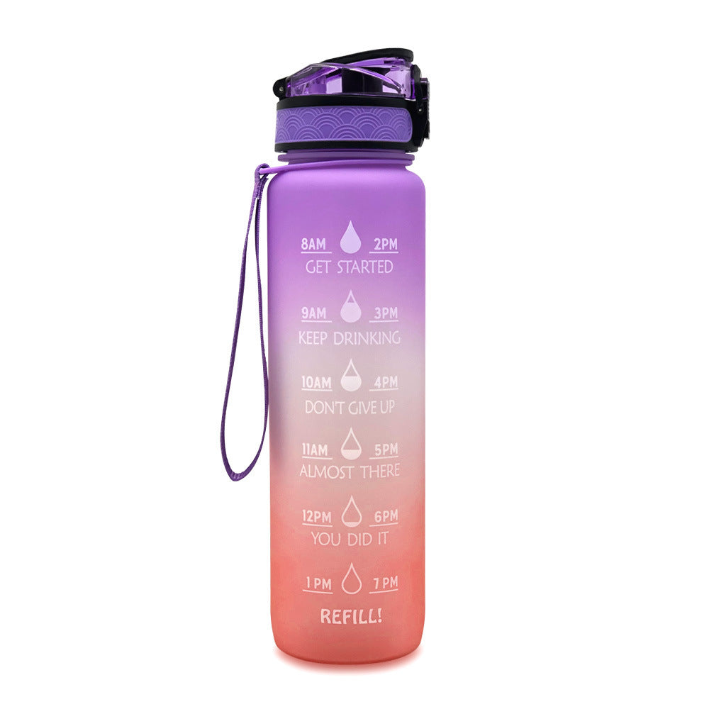 1L Motivational Water Bottle with Time Markers - Tritan Sports Bottle