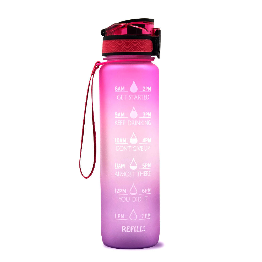 1L Motivational Water Bottle with Time Markers - Tritan Sports Bottle