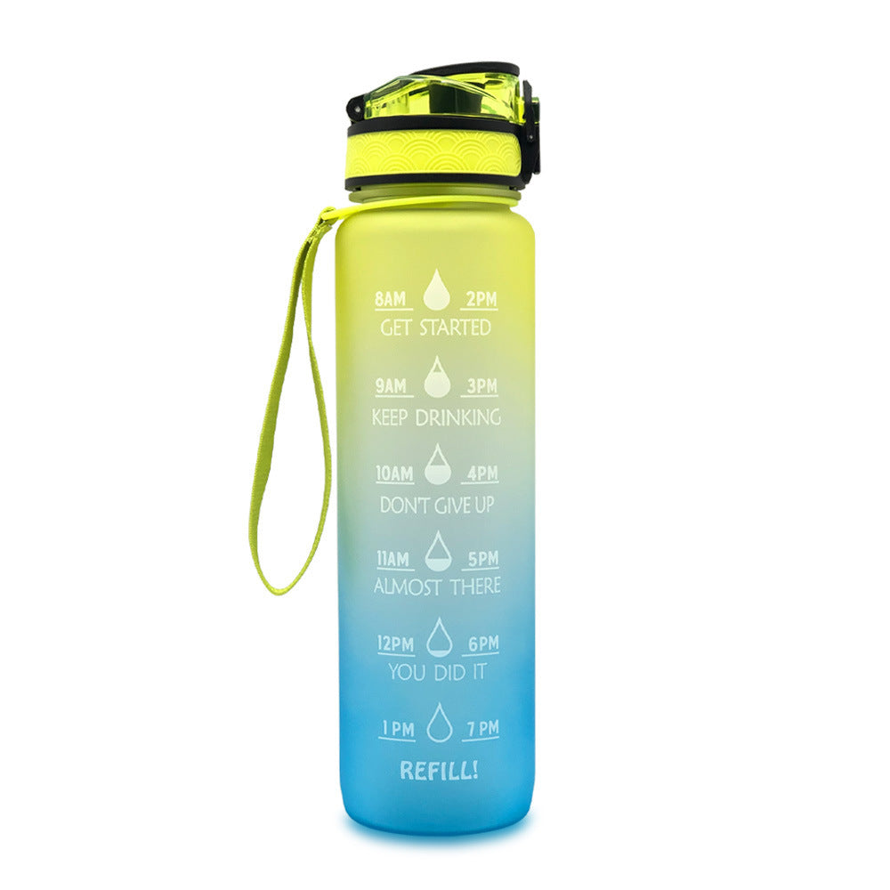 1L Motivational Water Bottle with Time Markers - Tritan Sports Bottle