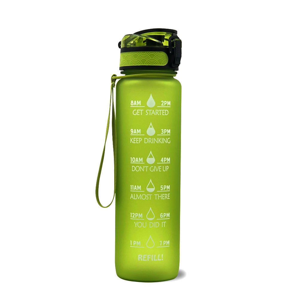 1L Motivational Water Bottle with Time Markers - Tritan Sports Bottle