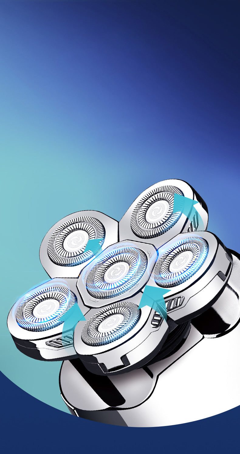 Cross-Border New Men's Multi-Function Razor Electric Six-in-one Six-Blade Electric Razor Eyebrow Trimming Set