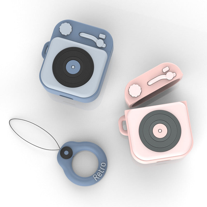 Cartoon Retro Gramophone Silicone Case For AirPods Wireless Bluetooth Headset Sleeve Cover