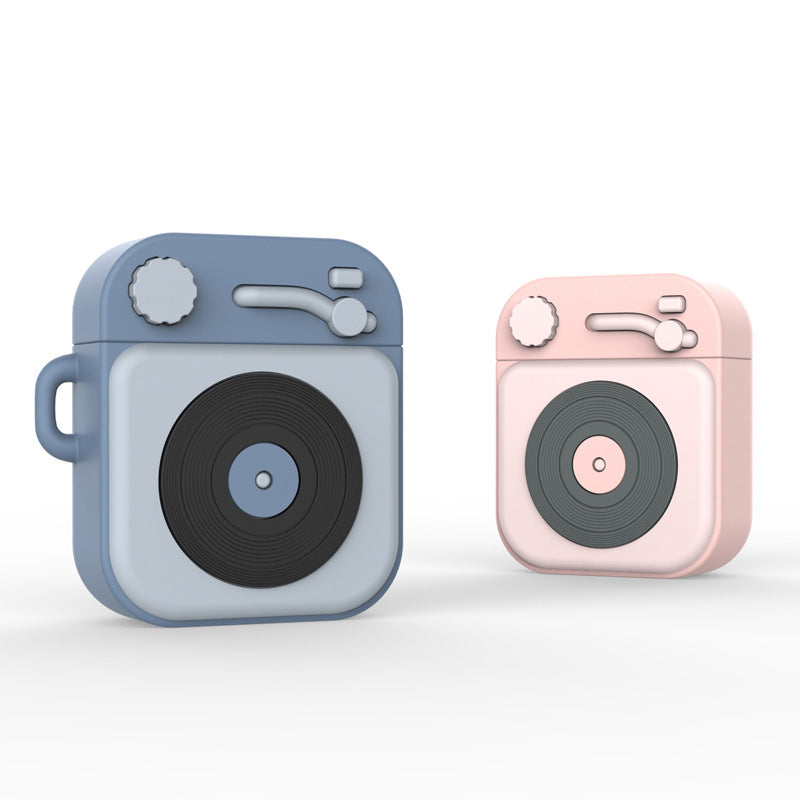 Cartoon Retro Gramophone Silicone Case For AirPods Wireless Bluetooth Headset Sleeve Cover