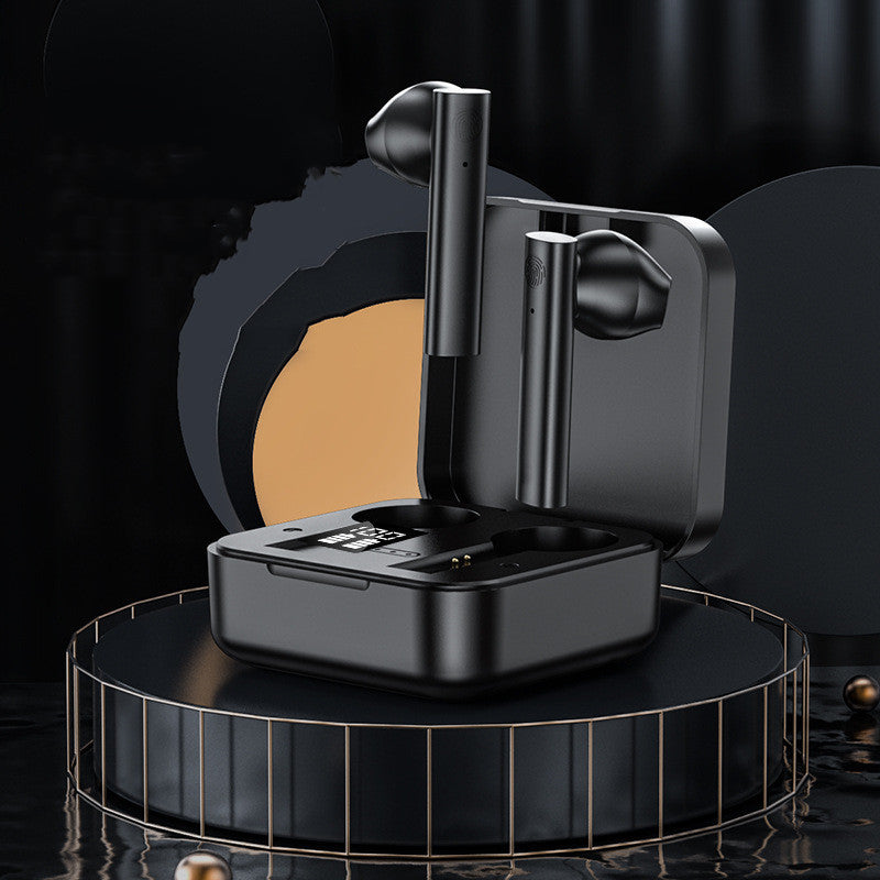 Bluetooth Wireless Headset for Sports With NFC, 5.0 Stereo Earbuds, Battery Display, Multi Point, Black