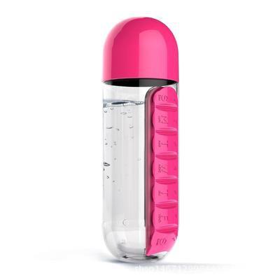 Outdoor Portable Water Bottle with Weekly Medicine Box - Multi-Function Cup
