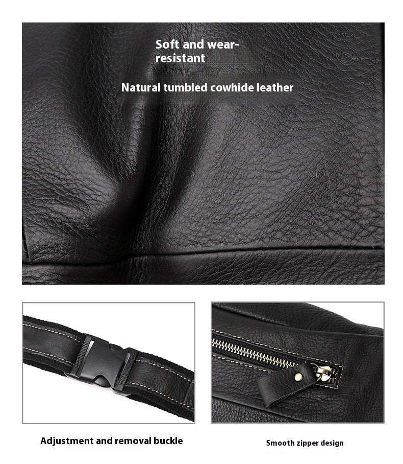 Large Capacity Retro Mens Cowhide Messenger Bag for Leisure Travel European American Style Black Brown Wine Red