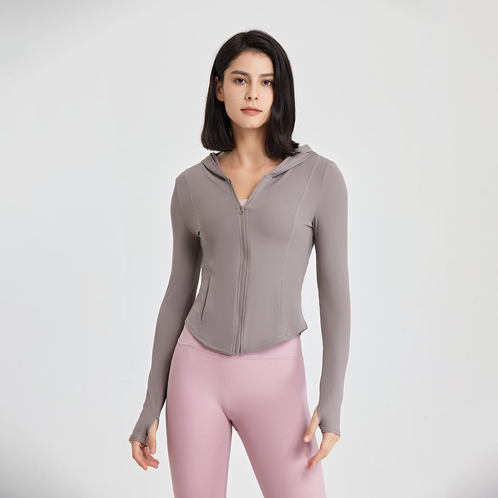 Nylon Hooded Running Top For Workout With Nylon Lining Available In Multiple Colors