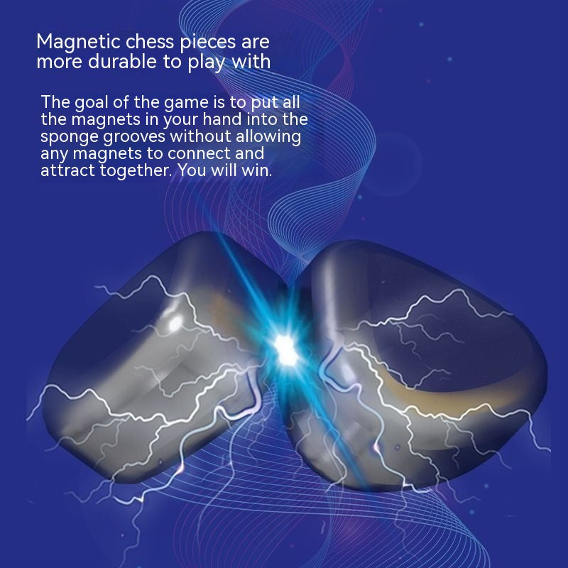 Magnetic chess magnet pieces illustration with glowing connection graphic