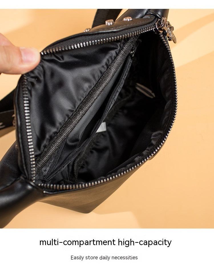 Men's Street Style Rivet Crossbody Bag - Small Shoulder Messenger