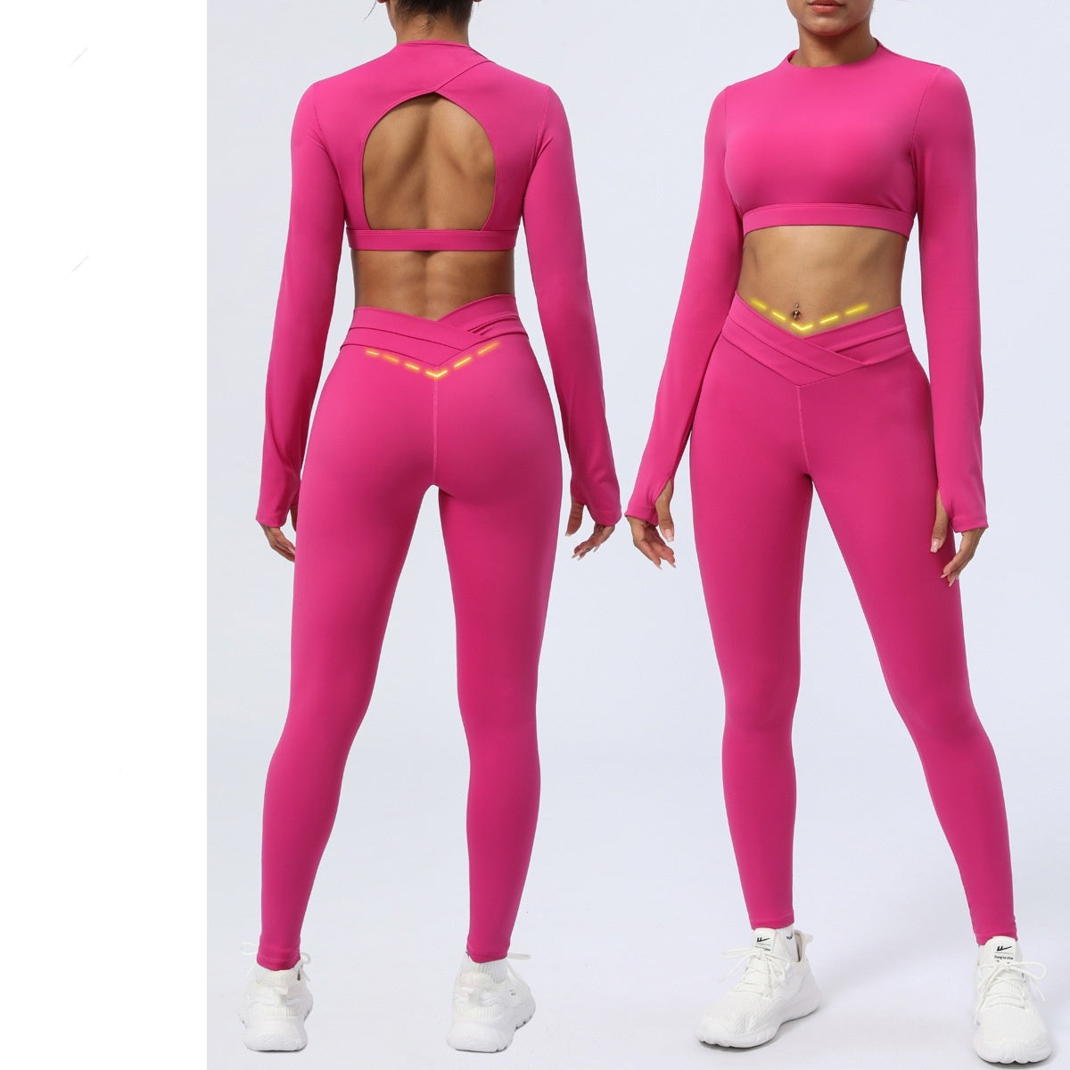 Nude Feel Cross Strap Workout Suit Set Cropped Pants Pullover Nylon Ammonia Double Sided Fabric Light Brown