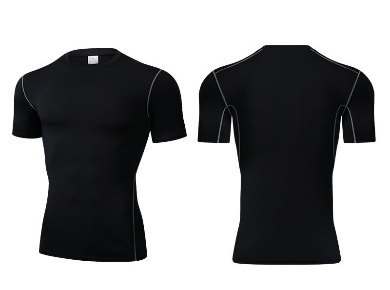 Men's Tight Fit Short Sleeve Basketball Workout Shirt for Running Fitness and Cycling with Polyester Lining