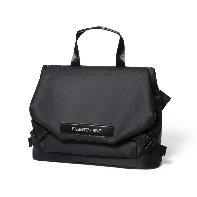 Waterproof Wear Resistant Crossbody Bag For Men Leisure Travel Small Square Cycling Bag With Nylon Lining Black And Gray