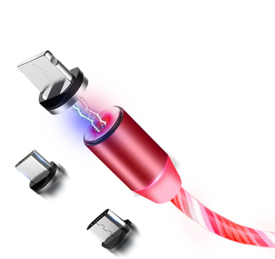 Magnetic Charging Cable 3-in-1 - iPhone Android USB-C with LED Light